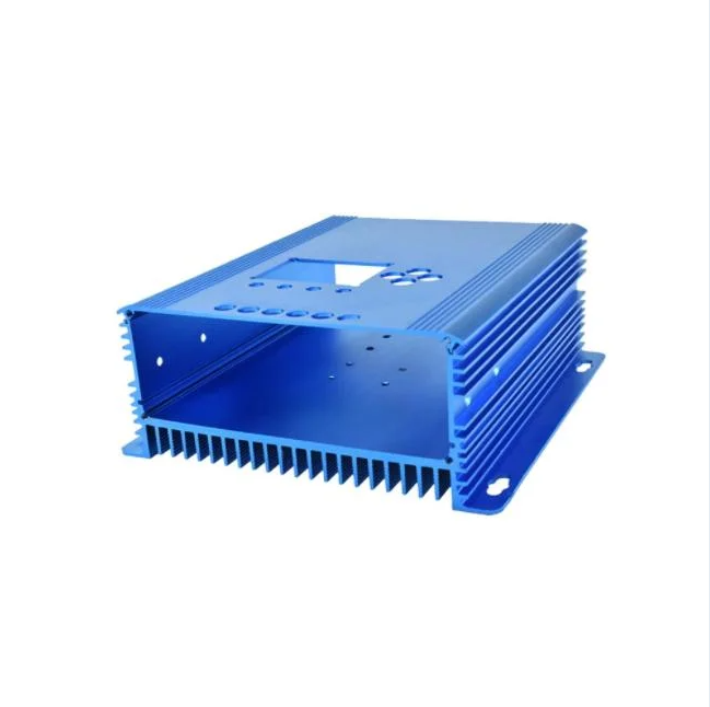Profil en aluminium adapté aux besoins du client par radiateur de logement de moteur électrique anodisé par bleu